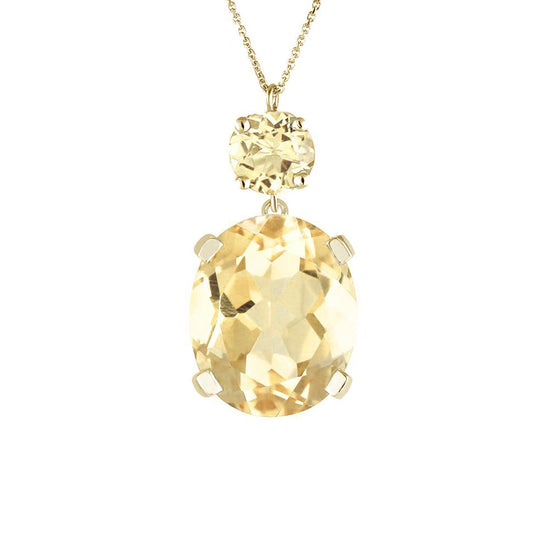 Yellow Gold Citrine Drop Necklace