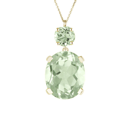 Yellow Gold Green Amethyst Drop Necklace