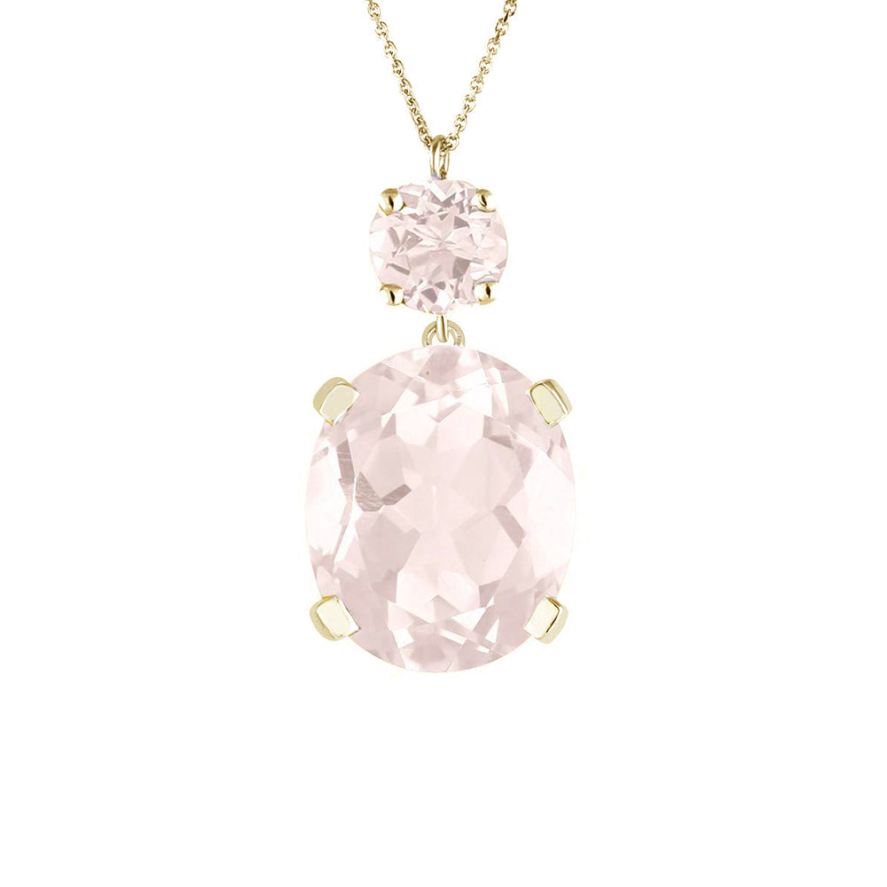 Yellow Gold Rose Quartz Drop Necklace