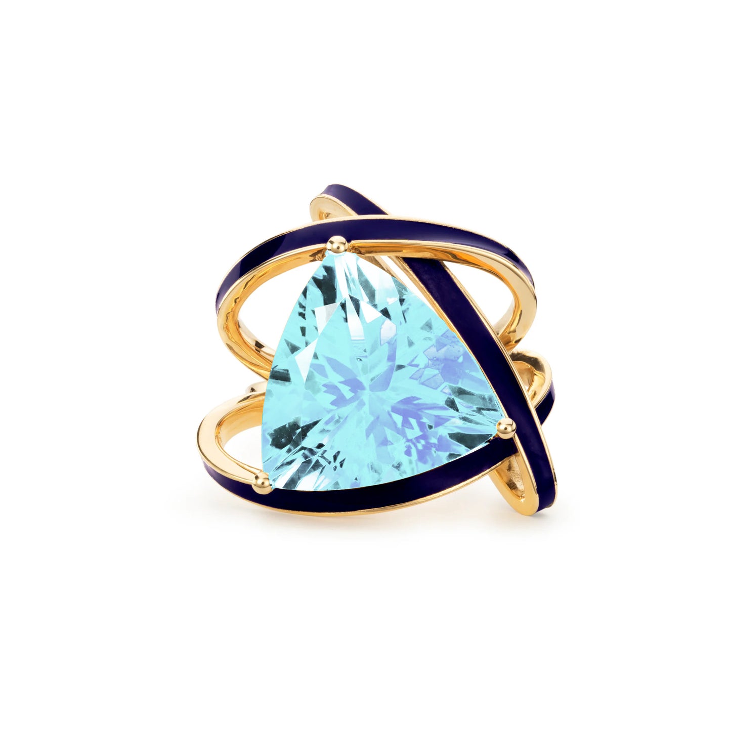 Sky Blue Topaz and Navy Enamel Aurora Statement Ring