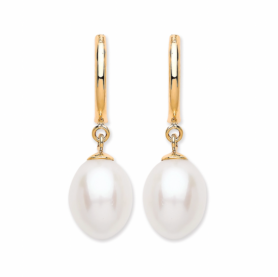 9ct Yellow Gold Freshwater Pearl Drop Earrings