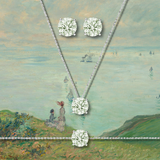 South of France Necklace, Bracelet and Stud Earrings Set in Green Amethyst