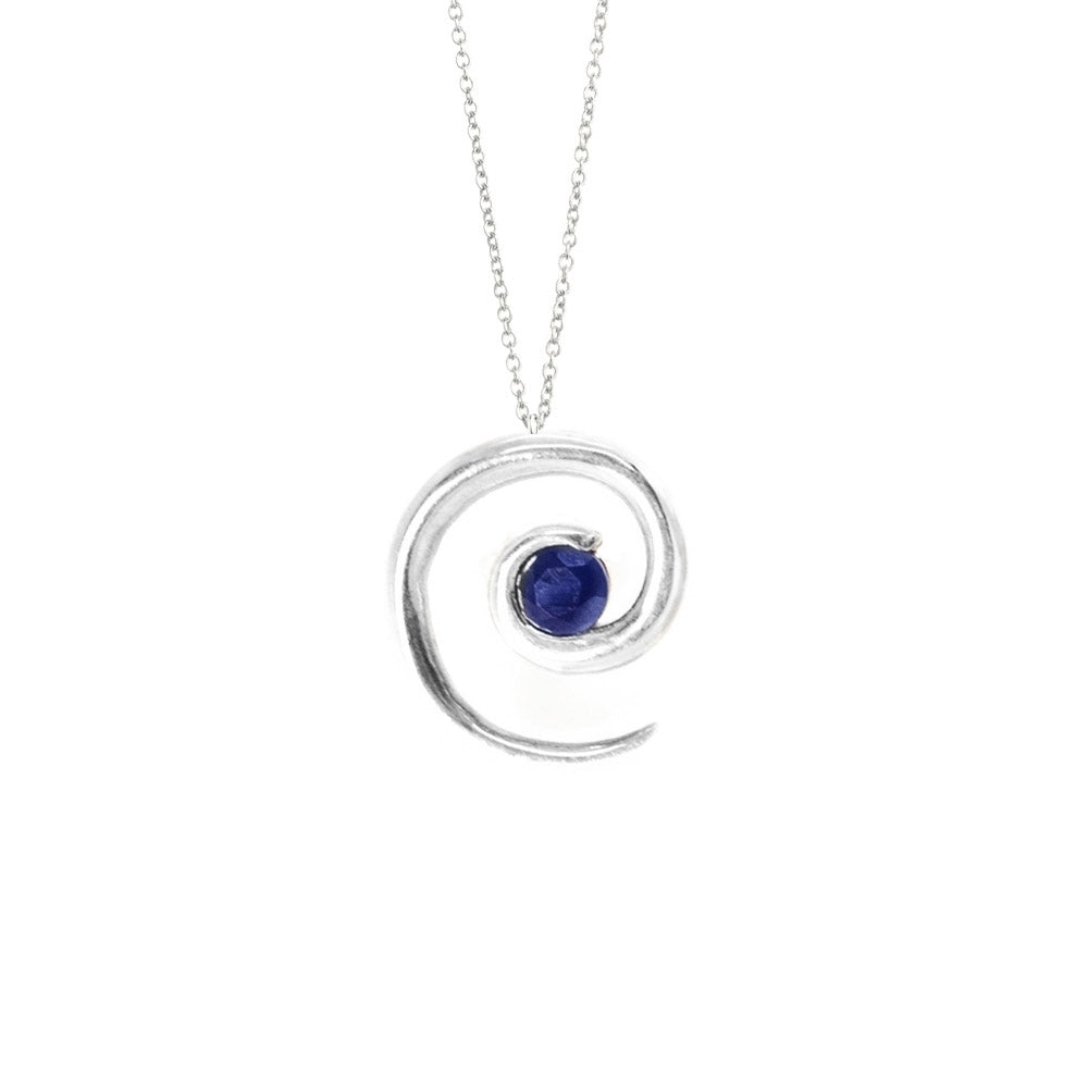 Silver Spiral Sapphire Necklace