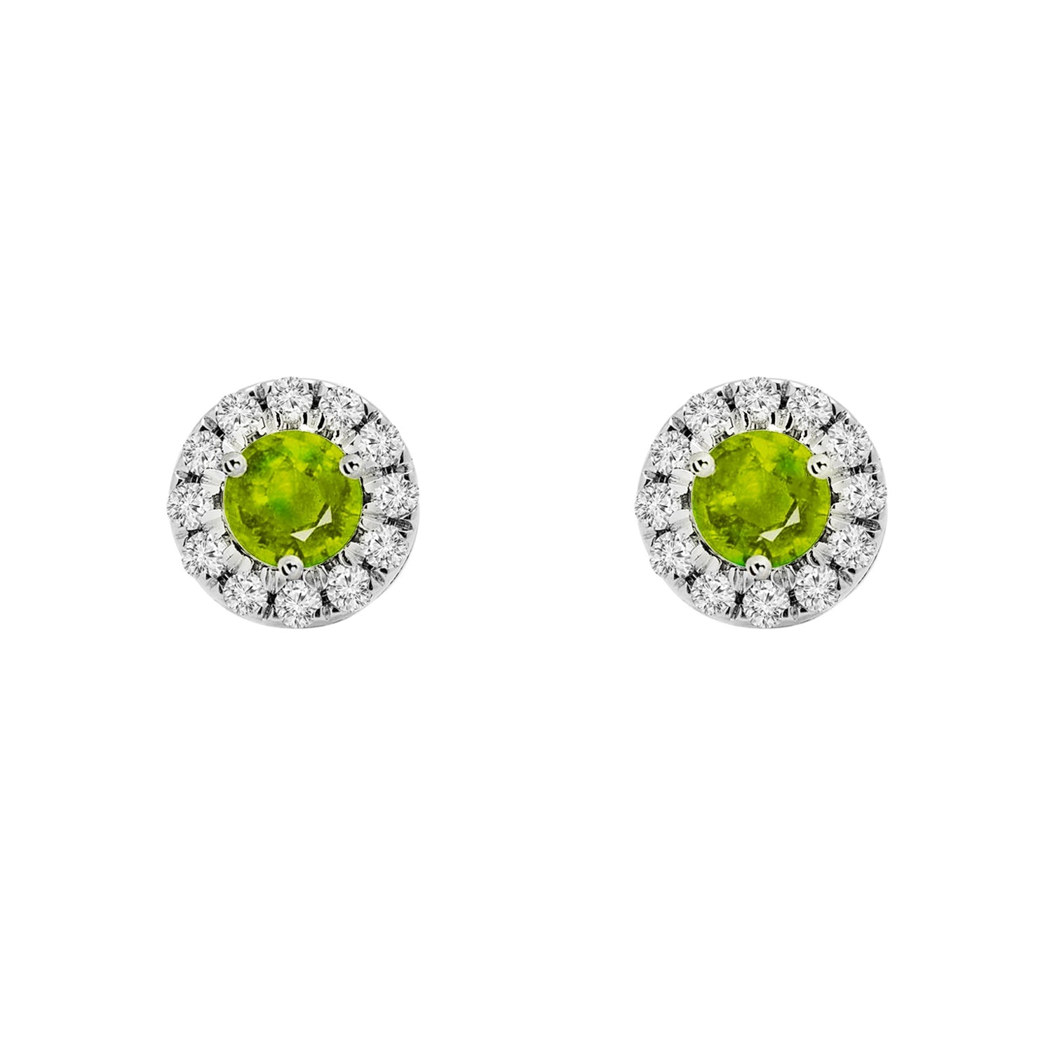 Birthstone Halo Earrings in Peridot