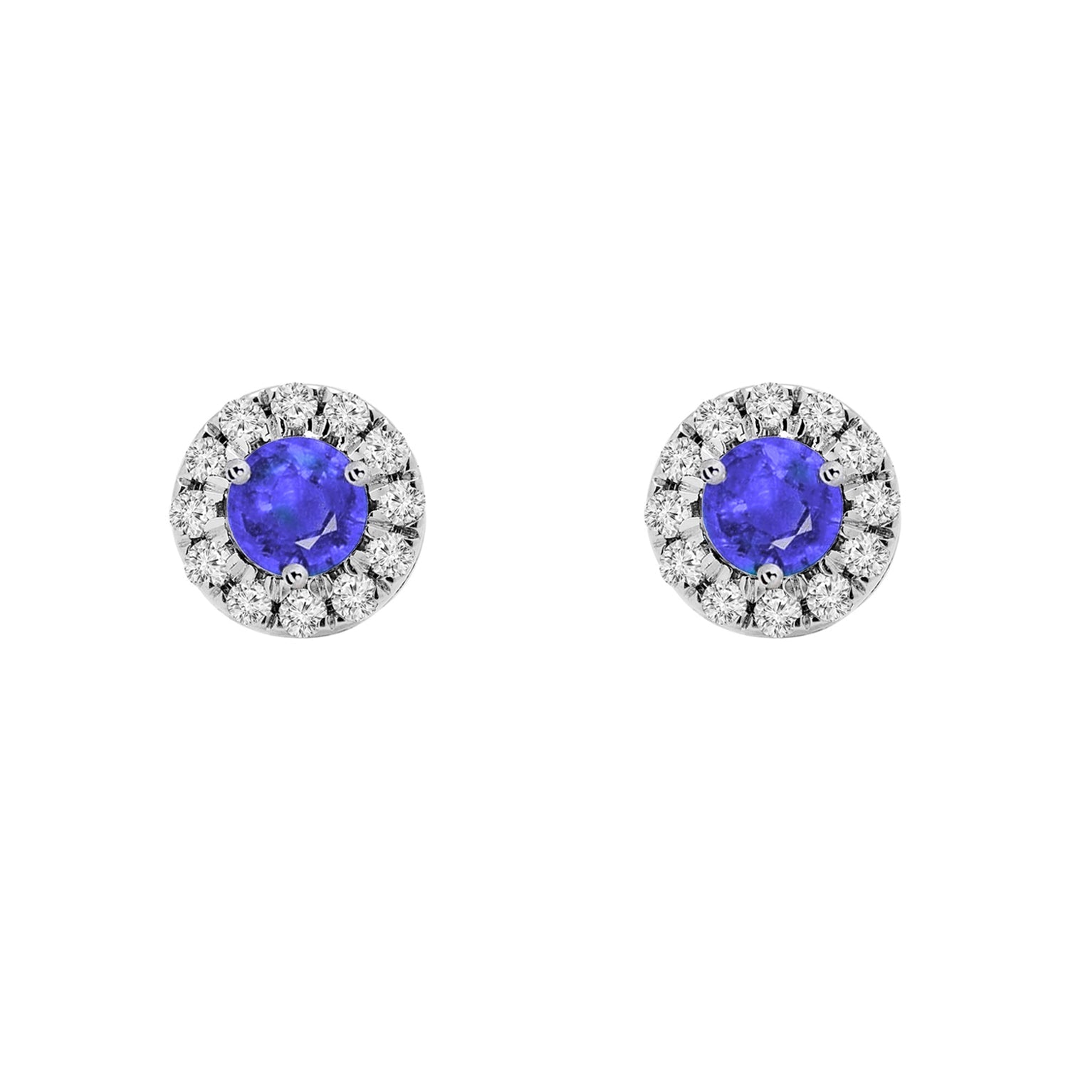 Birthstone Halo Earrings in Tanzanite