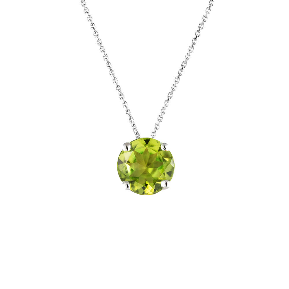 Silver Peridot Pendant Necklace